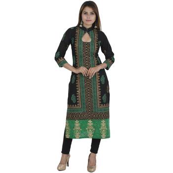 Black printed cotton long kurtis 1