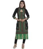 Black printed cotton long kurtis
