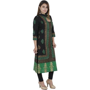Black printed cotton long kurtis 2