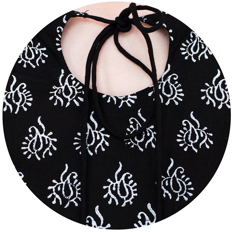 Black printed cotton long kurtis