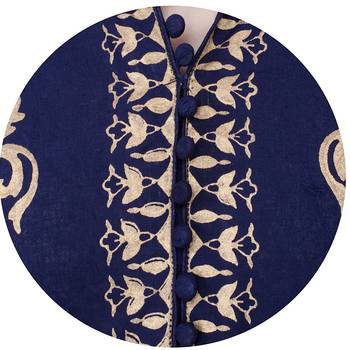 Navy blue printed cotton long kurtis 5