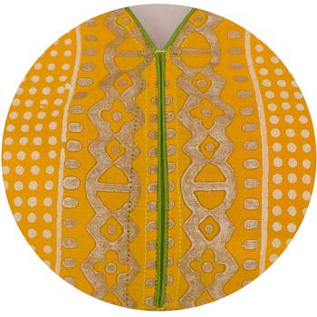 Yellow printed cotton long kurtis 5