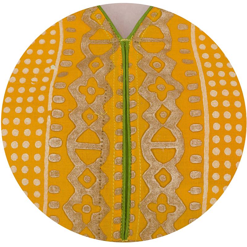 Yellow printed cotton long kurtis