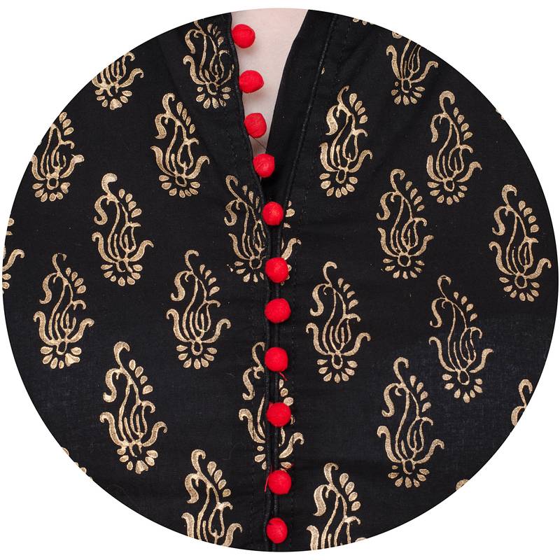 Red printed cotton long kurtis