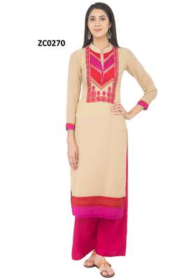 Golden embroidered georgette long kurtis 1
