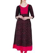 Black printed cotton long kurtis