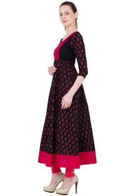 Black printed cotton long kurtis 3