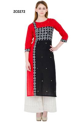 Multicolor printed cotton long kurtis 1
