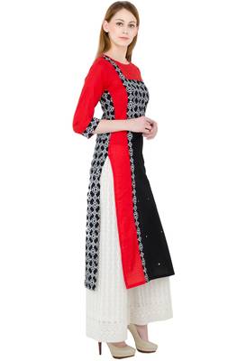 Multicolor printed cotton long kurtis 3