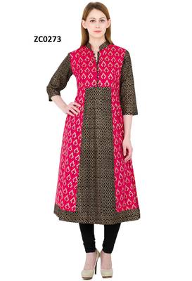 Multicolor printed cotton long kurtis 1