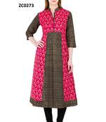 Multicolor printed cotton long kurtis