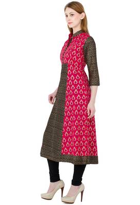 Multicolor printed cotton long kurtis 2