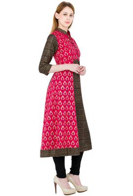 Multicolor printed cotton long kurtis 3