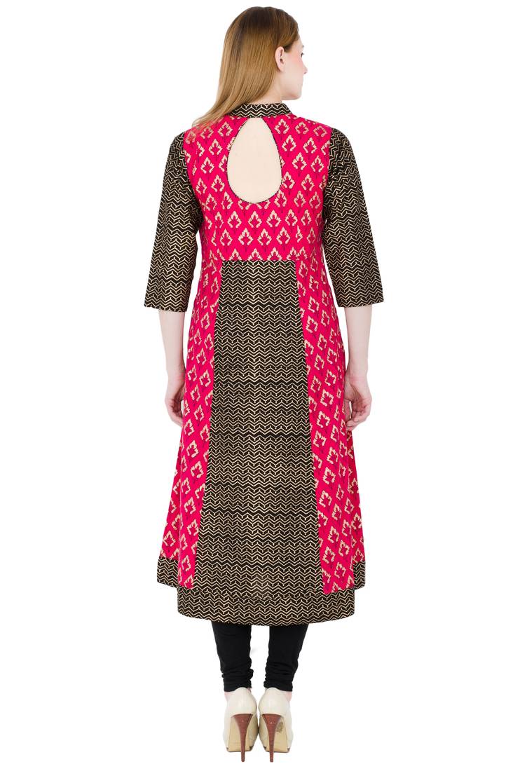Multicolor printed cotton long kurtis