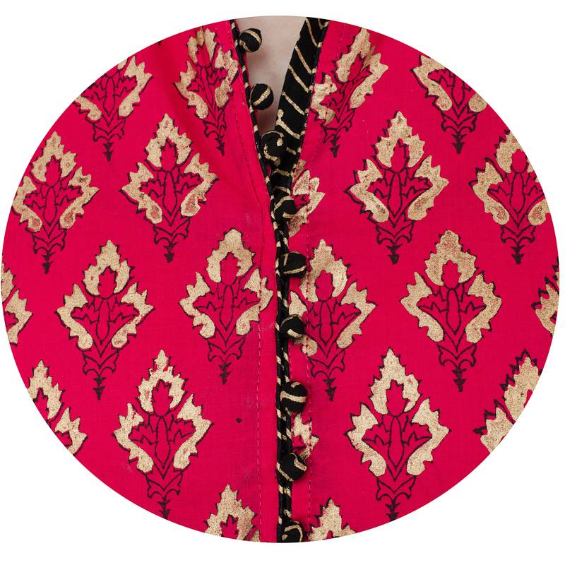 Multicolor printed cotton long kurtis