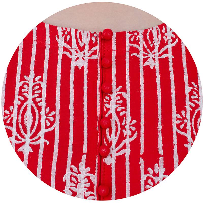 Red printed cotton long kurtis