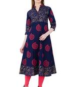 Multicolor printed cotton long kurtis