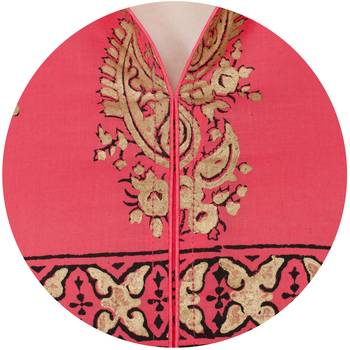 Peach printed cotton long kurtis 5