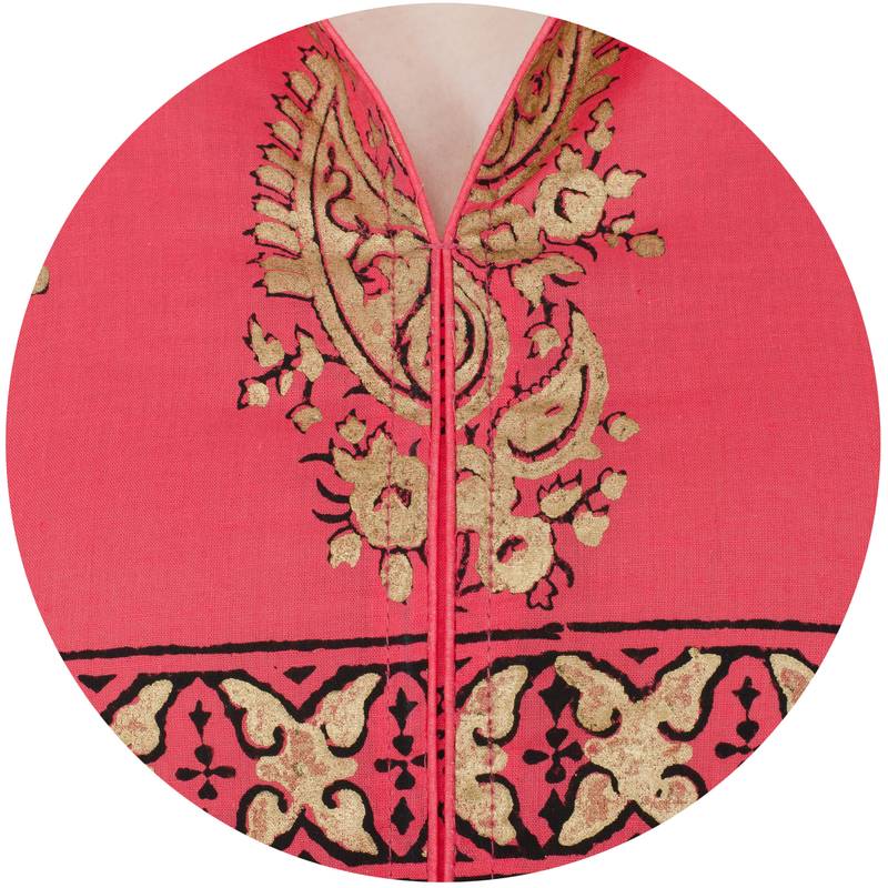 Peach printed cotton long kurtis