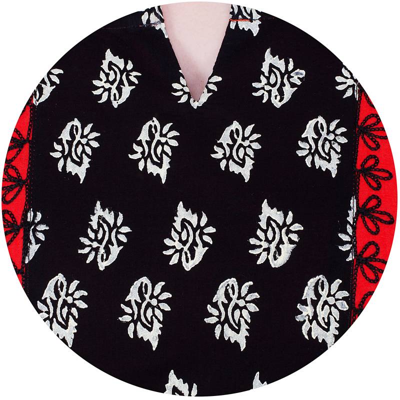 Red printed cotton long kurtis