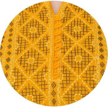Mustard embroidered cotton long kurtis 5
