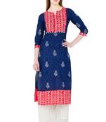 Multicolor printed cotton long kurtis