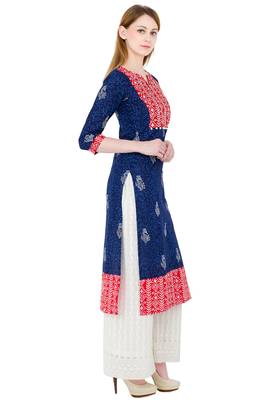 Multicolor printed cotton long kurtis 2