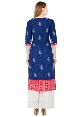 Multicolor printed cotton long kurtis 4