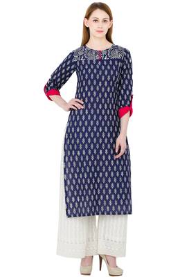 Multicolor printed cotton long kurtis 1