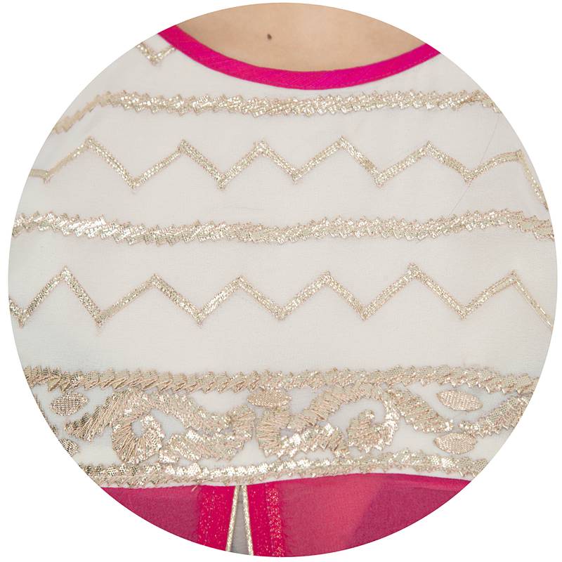 White embroidered georgette long kurtis