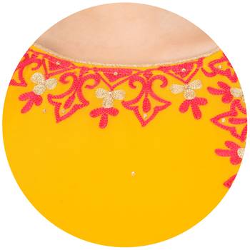 Yellow embroidered georgette long kurtis 5
