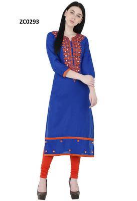 Blue embroidered georgette long kurtis 1