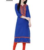 Blue embroidered georgette long kurtis
