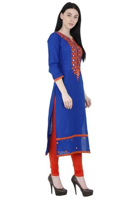Blue embroidered georgette long kurtis 3