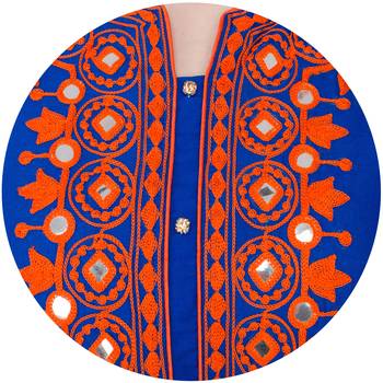 Blue embroidered georgette long kurtis 5