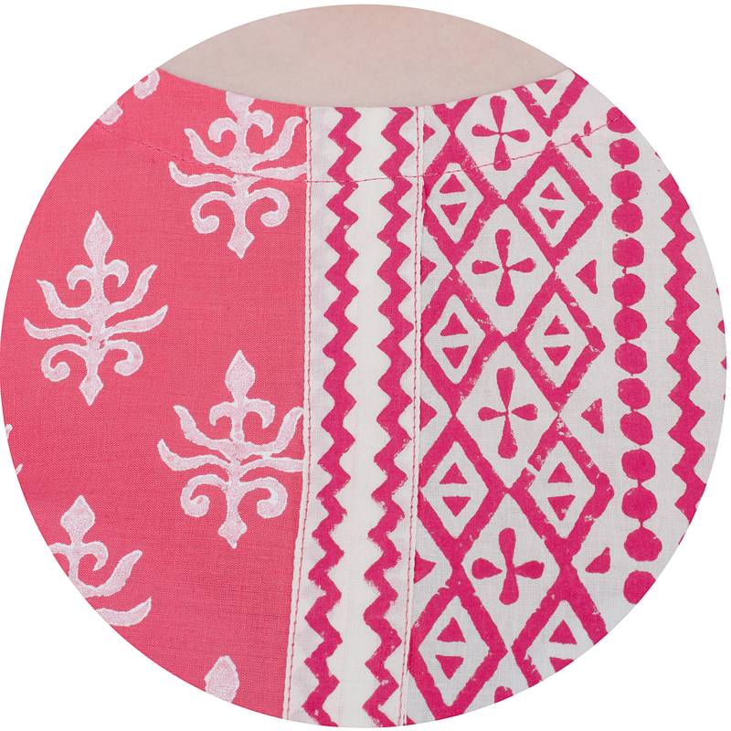 Pink printed cotton long kurtis