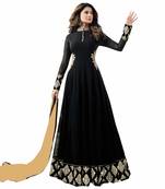 black embroidered georgette semi stitched salwar with dupatta