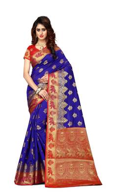 Blue woven patola saree with blouse 1