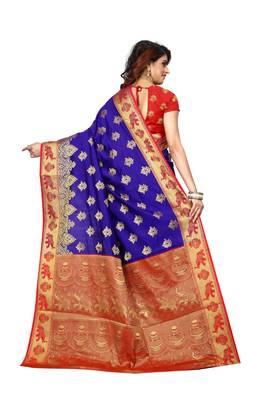 Blue woven patola saree with blouse 2
