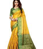 Yellow woven patola saree with blouse