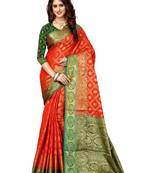 Orange woven patola saree with blouse