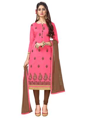 Pink resham embroidery chanderi salwar 1