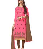 Pink resham embroidery chanderi salwar