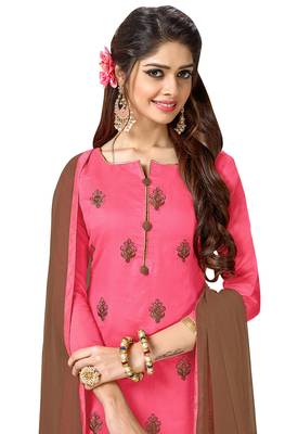 Pink resham embroidery chanderi salwar 2