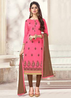 Pink resham embroidery chanderi salwar 1
