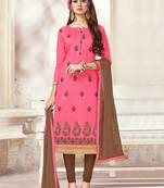 Pink resham embroidery chanderi salwar