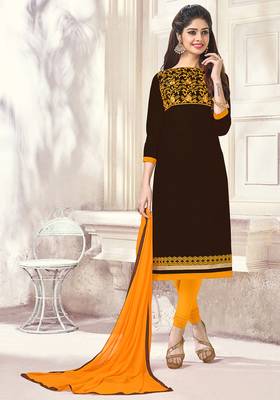 Brown resham embroidery cotton salwar 1