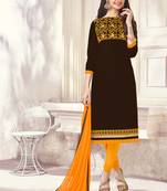 Brown resham embroidery cotton salwar