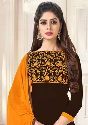 Brown resham embroidery cotton salwar 2