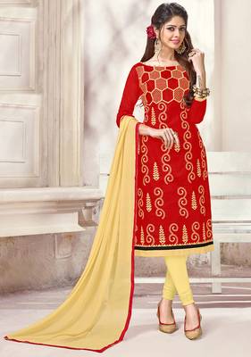 Red resham embroidery cotton salwar 1